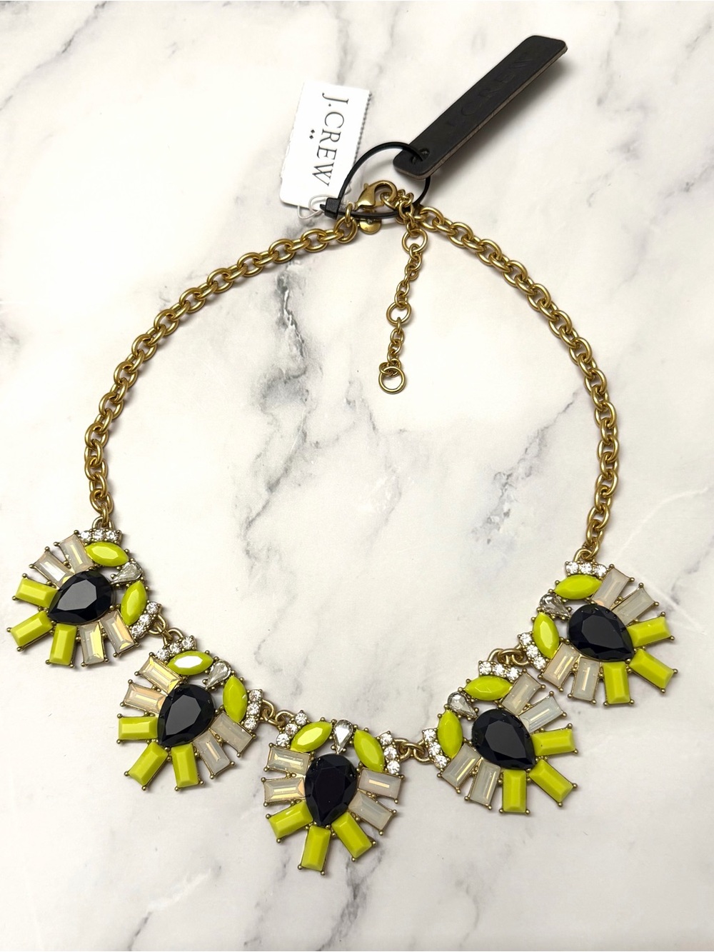 J. Crew Neon Yellow & Black Gem Statement Necklace